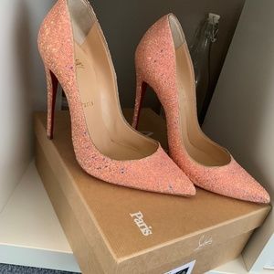 CHRISTIAN LOUBOUTIN DRAGONFLY GLITTER HEELS PINK